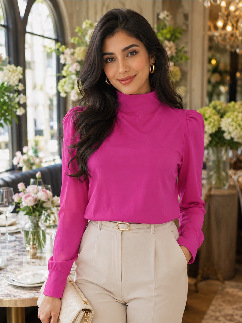 Ann Taylor Pink Long-Sleeve Blouse - Picture 4 of 11